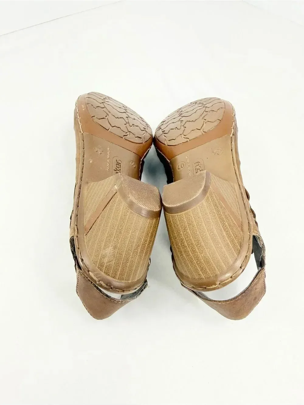 Rocker SINA Brown Woven Leather Closed Toe Heeled Anti stress Slingback Shoes